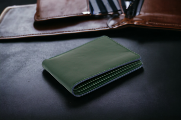 Green exquisitely crafted leather wallet
