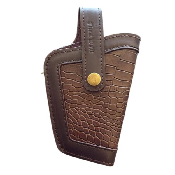 Brown Crocodile & Plain Leather Clip Holster for 32 Tauras Pistols
