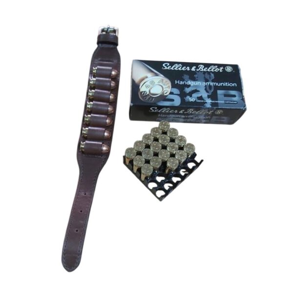 Leather Wrist Bullet Bands for 32/389/30/45 Pistols Available