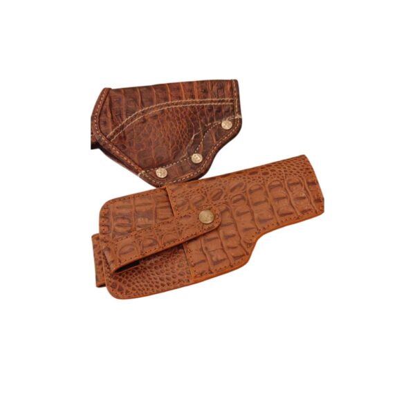 Leather Crocodile Print Holsters in Brown & Tan for 45 Pistol & 32 Revolver